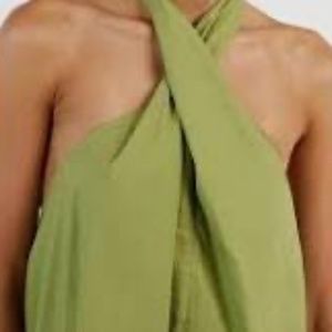Green cotton halter top